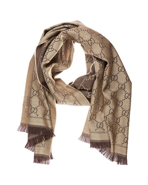 brown gucci scarf|gucci jacquard wool scarf v.